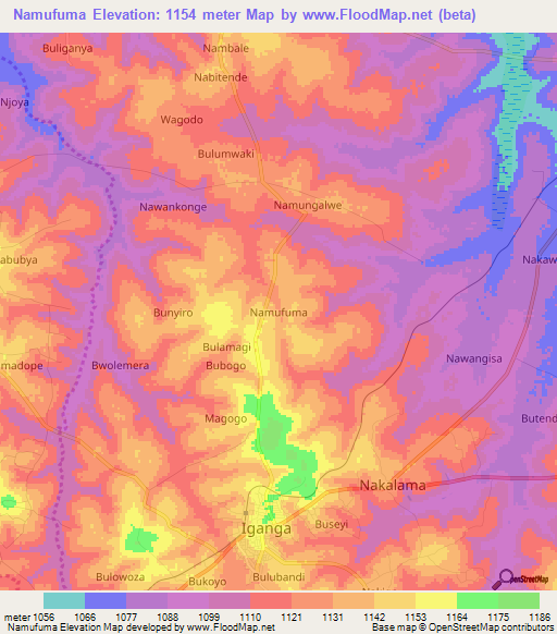 Namufuma,Uganda Elevation Map