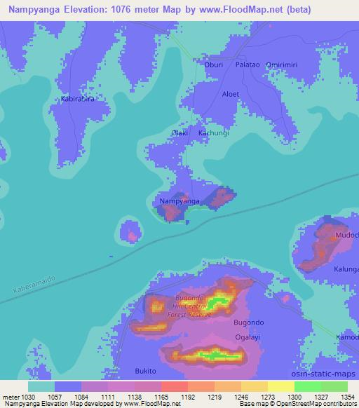 Nampyanga,Uganda Elevation Map