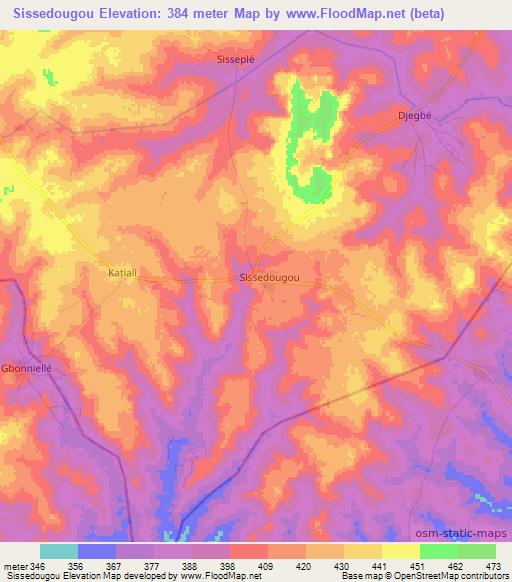 Sissedougou,Ivory Coast Elevation Map