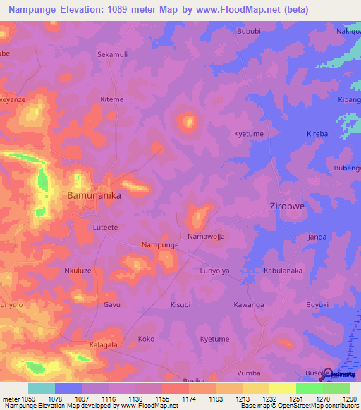 Nampunge,Uganda Elevation Map