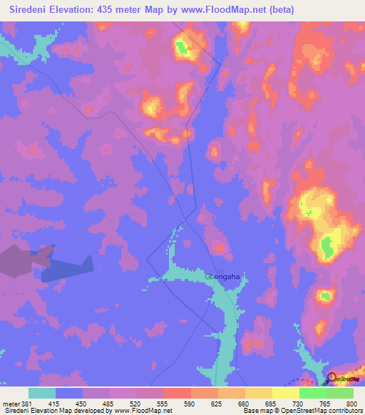 Siredeni,Ivory Coast Elevation Map