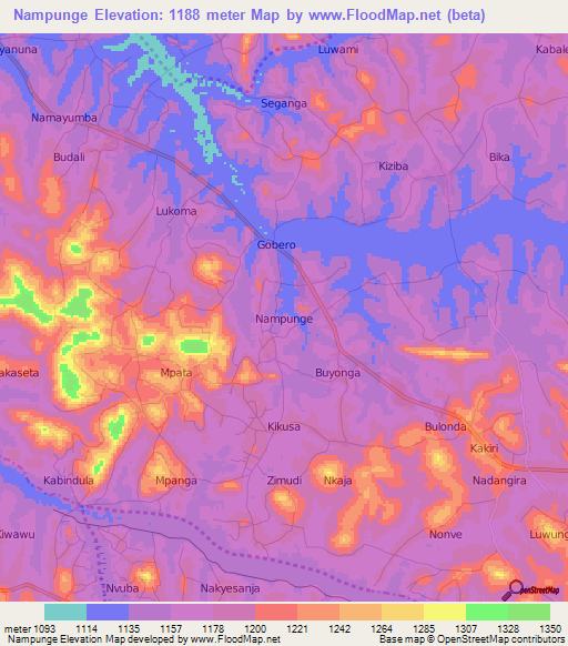 Nampunge,Uganda Elevation Map