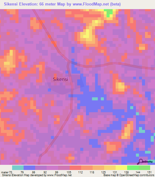 Sikensi,Ivory Coast Elevation Map