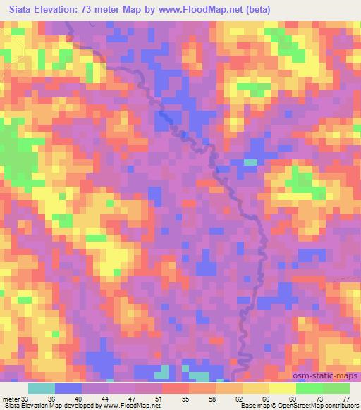 Siata,Ivory Coast Elevation Map
