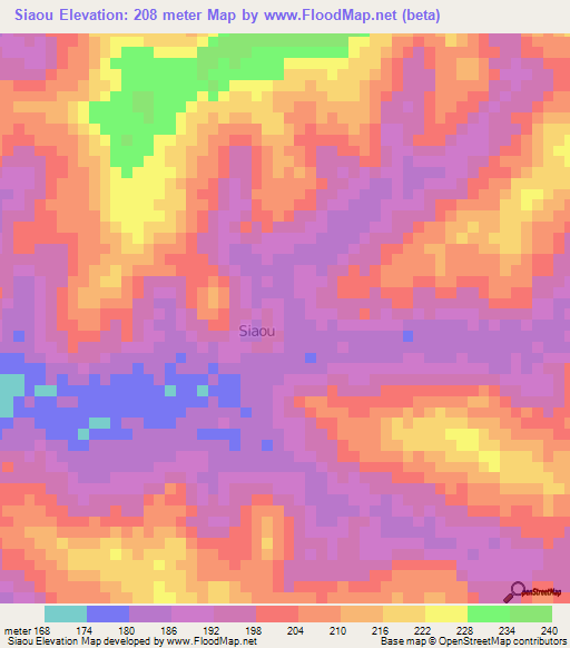 Siaou,Ivory Coast Elevation Map