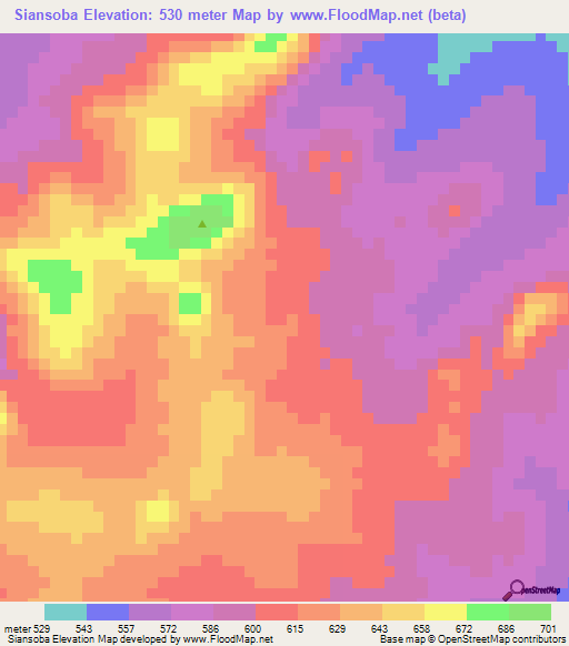 Siansoba,Ivory Coast Elevation Map