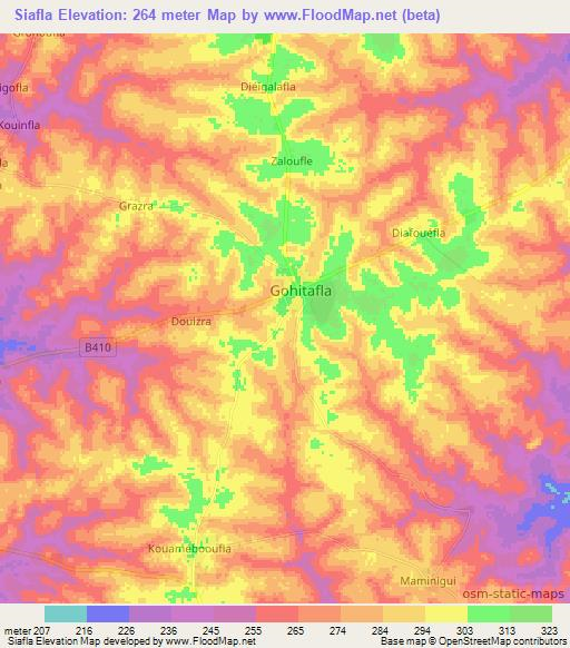 Siafla,Ivory Coast Elevation Map