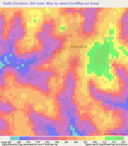 Siafla,Ivory Coast Elevation Map