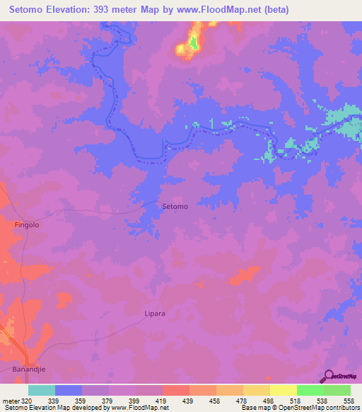 Setomo,Ivory Coast Elevation Map