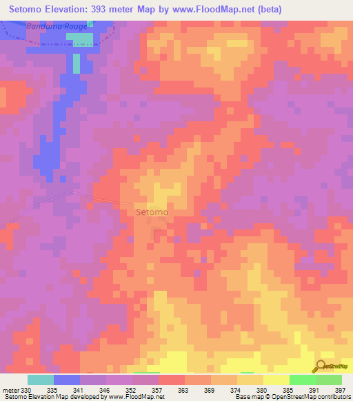 Setomo,Ivory Coast Elevation Map