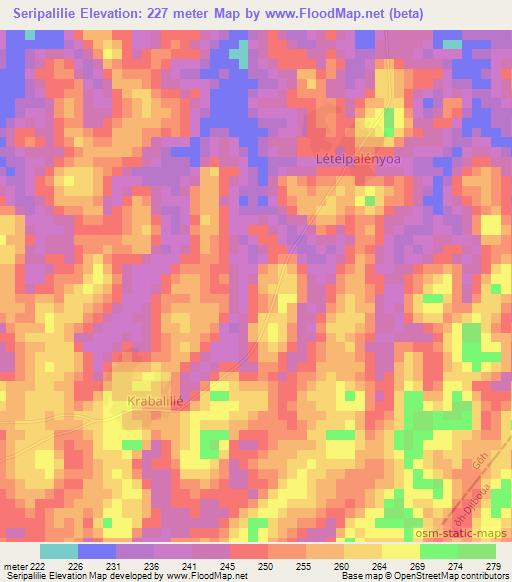 Seripalilie,Ivory Coast Elevation Map