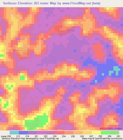 Seribouo,Ivory Coast Elevation Map