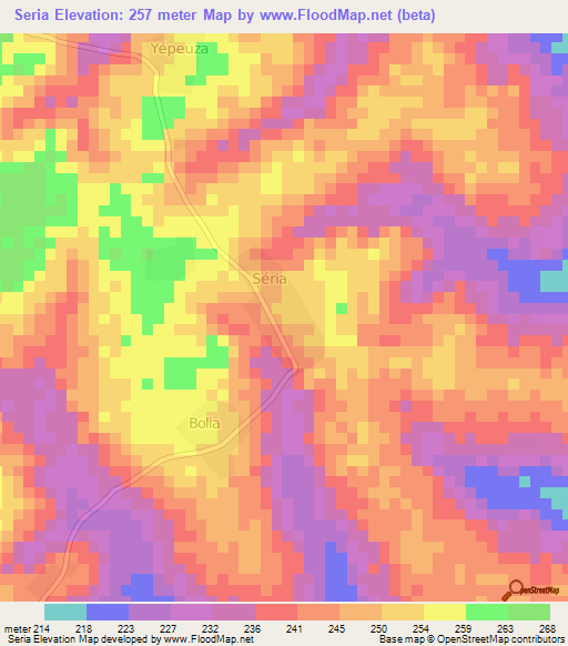 Seria,Ivory Coast Elevation Map