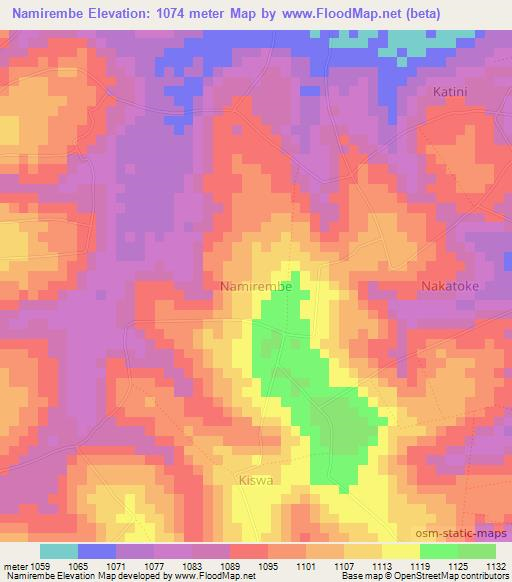 Namirembe,Uganda Elevation Map