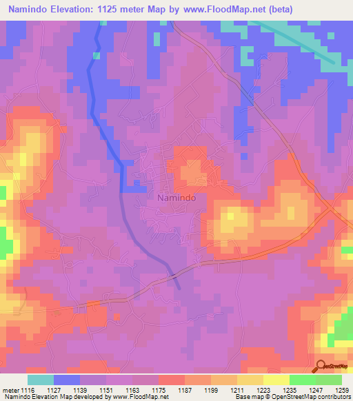 Namindo,Uganda Elevation Map