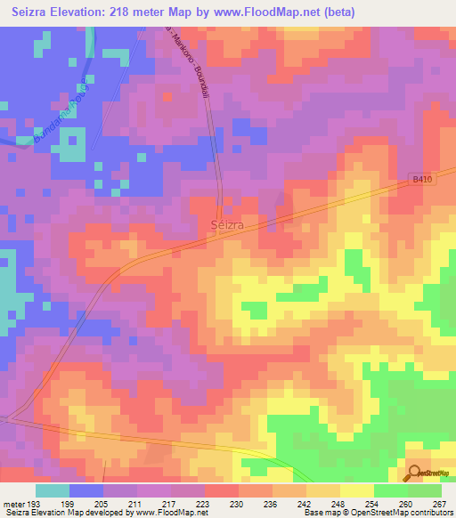Seizra,Ivory Coast Elevation Map