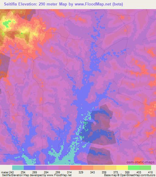 Seitifla,Ivory Coast Elevation Map