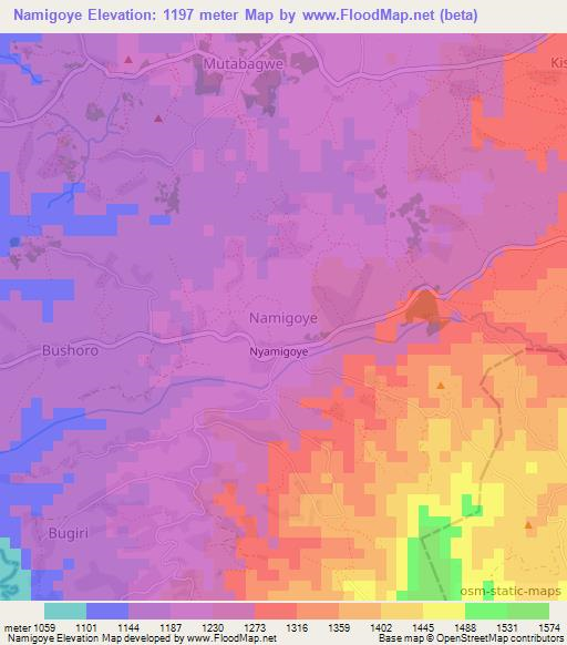 Namigoye,Uganda Elevation Map