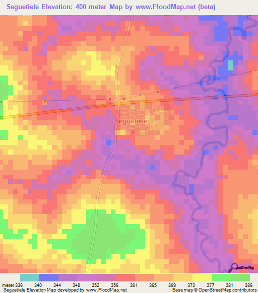 Seguetiele,Ivory Coast Elevation Map