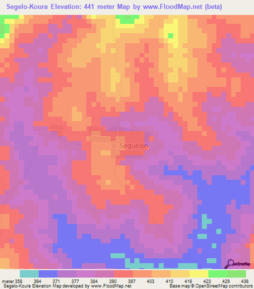Segelo-Koura,Ivory Coast Elevation Map