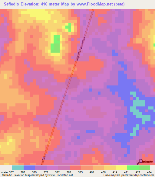 Sefledio,Ivory Coast Elevation Map