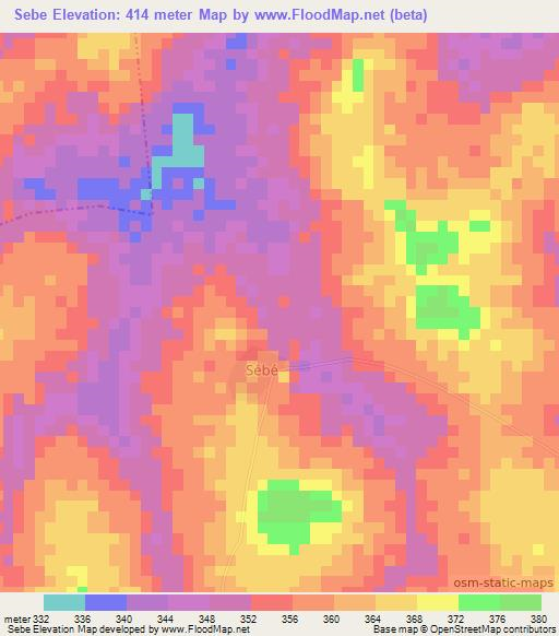 Sebe,Ivory Coast Elevation Map