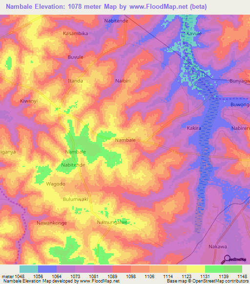 Nambale,Uganda Elevation Map