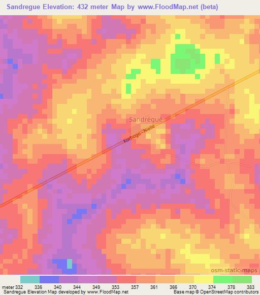 Sandregue,Ivory Coast Elevation Map
