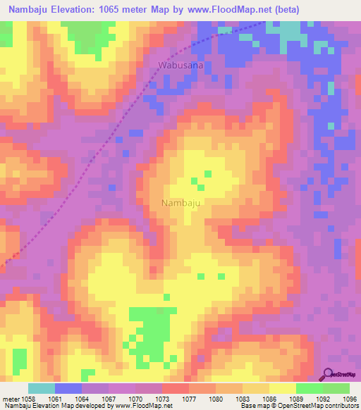 Nambaju,Uganda Elevation Map