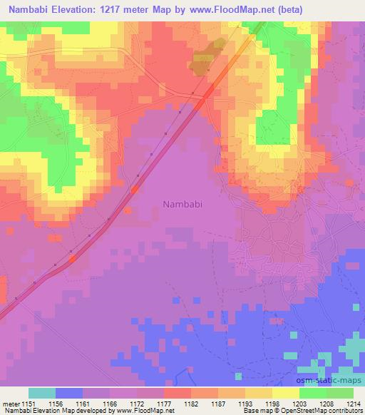 Nambabi,Uganda Elevation Map
