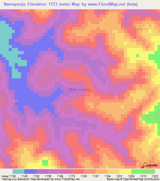 Namayunju,Uganda Elevation Map