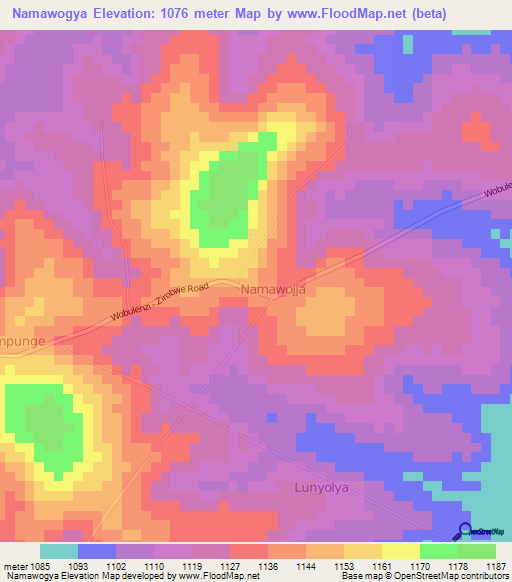Namawogya,Uganda Elevation Map