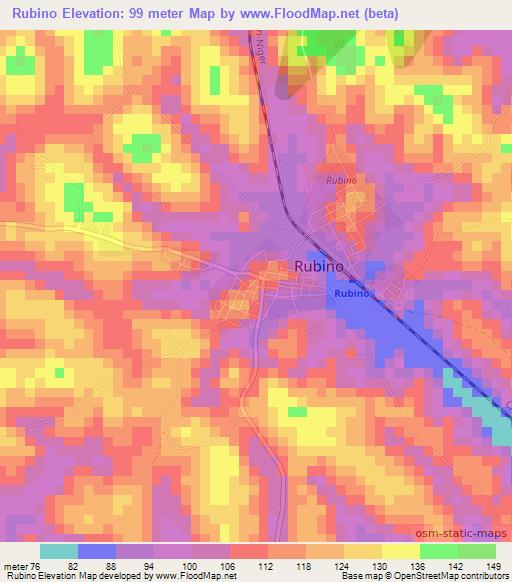 Rubino,Ivory Coast Elevation Map