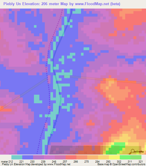 Piebly Un,Ivory Coast Elevation Map
