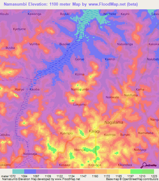 Namasumbi,Uganda Elevation Map