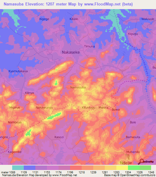 Namasuba,Uganda Elevation Map