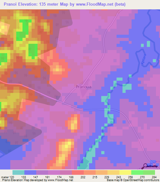 Pranoi,Ivory Coast Elevation Map