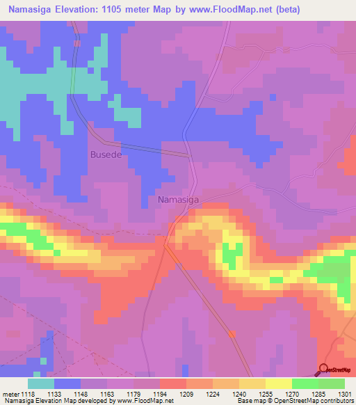 Namasiga,Uganda Elevation Map