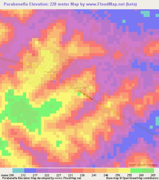 Porabenefla,Ivory Coast Elevation Map