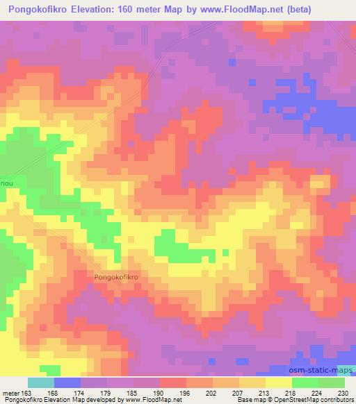 Pongokofikro,Ivory Coast Elevation Map