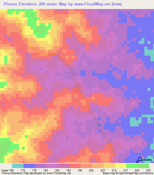 Plonou,Ivory Coast Elevation Map
