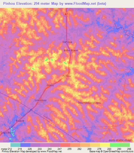 Pinhou,Ivory Coast Elevation Map