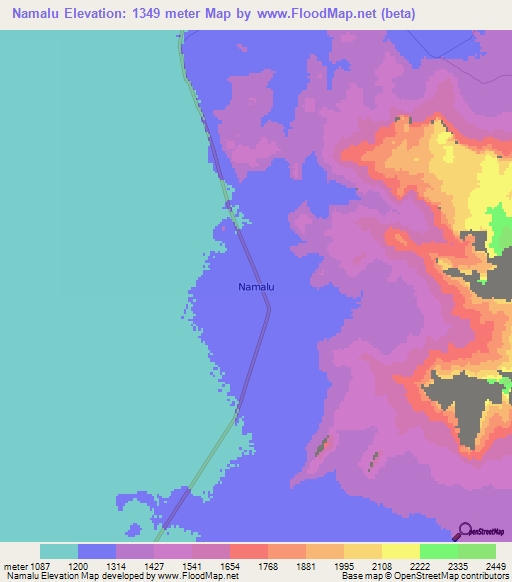 Namalu,Uganda Elevation Map