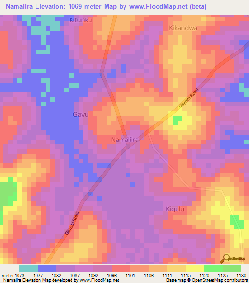 Namalira,Uganda Elevation Map