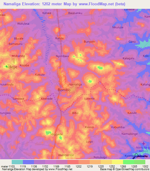 Namaliga,Uganda Elevation Map