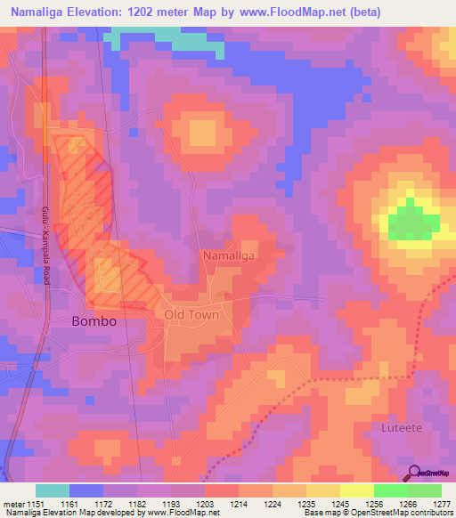Namaliga,Uganda Elevation Map