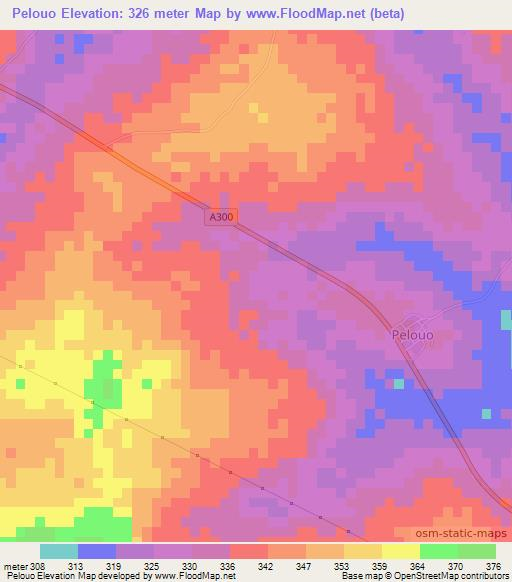 Pelouo,Ivory Coast Elevation Map