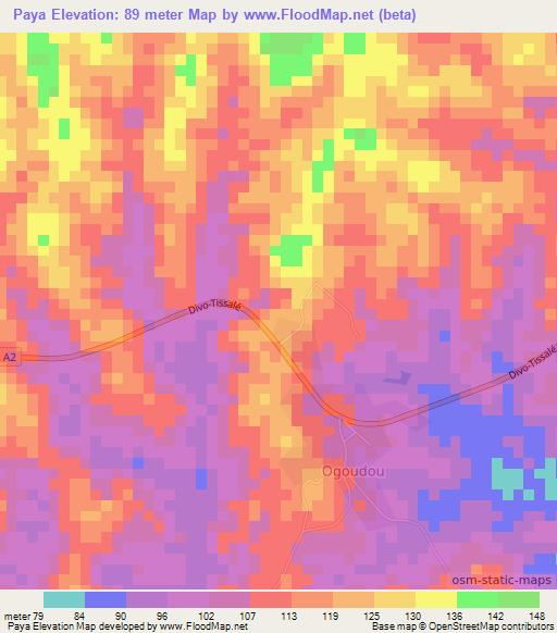Paya,Ivory Coast Elevation Map