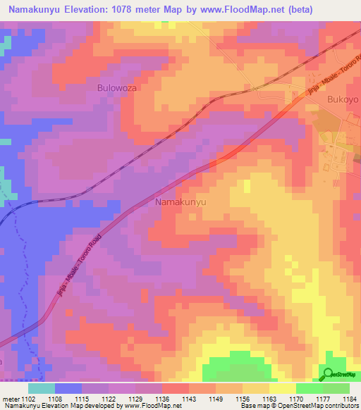Namakunyu,Uganda Elevation Map
