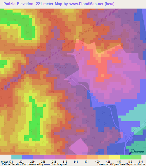 Patizia,Ivory Coast Elevation Map